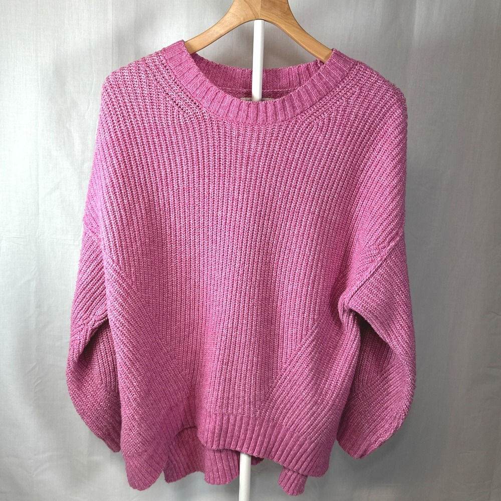 American Eagle Pink Marl Chenille Oversized Crew Neck Sweater Medium 9125